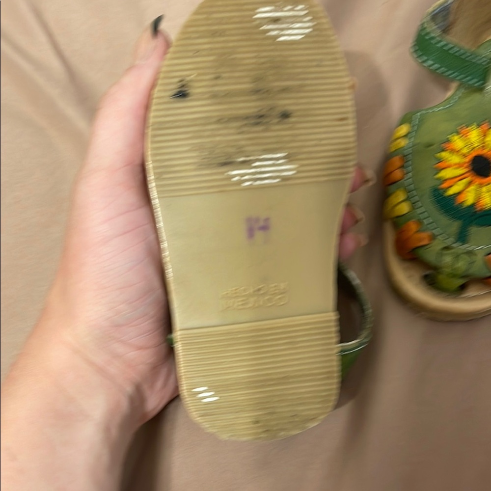 Green Sunflower Kids Mexican Sandals - Picture 2 of 4
